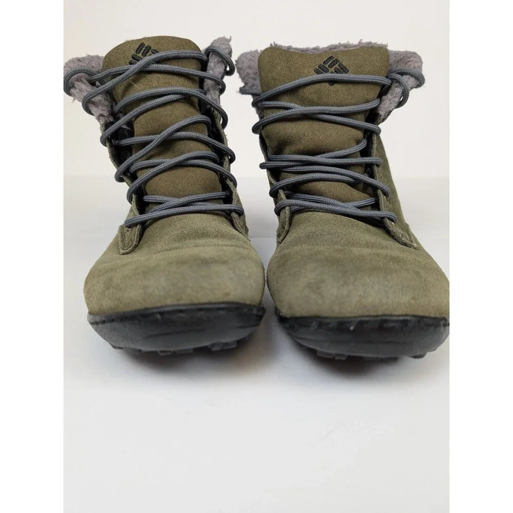 COLUMBIA Powder Summit Shorty Wool Women's Green Waterproof Winter Boots Size 6